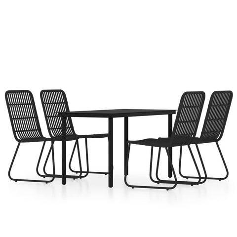 vidaXL 7-Piece Patio Dining Set - Powder-Coated Steel and Rattan Furniture with Glass Top Table - Ideal for Outdoor Living Spaces, Comfortable Seats
