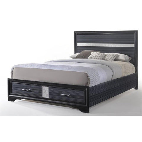 Acme Naima Eastern King Bed with Storage in Black
