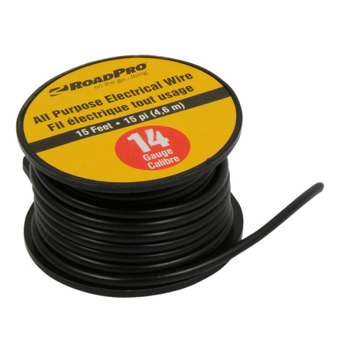 RoadPro RP1415 15 Foot 14-Gauge All Purpose Electrical Wire - Black
