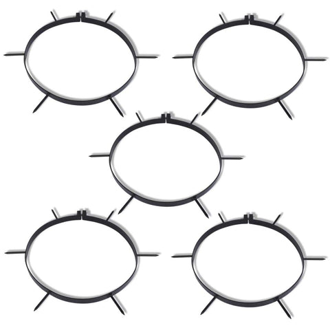 vidaXL Lawn Aerator Clamp Set with Spikes - 11.8" Diameter Iron Clamps for Easy Grass Aeration and Garden Maintenance, 5 Piece Kit, Black