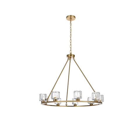 ELEGANT Lighting Cadence 36 inch Chandelier in Satin Gold