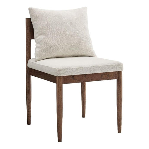 Modway Remington Mid-Century Modern Wood and Fabric Dining Room Side Chair in Salt with Open Back and Elm Wood Frame – Low Profile for Kitchen or Living Room