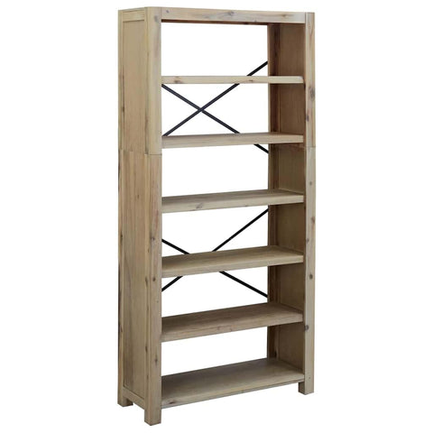 vidaXL 6-Tier Bookcase - Freestanding Solid Acacia Wood with Brushed Finish, Spacious Shelves, Perfect for Storage and Display, Easy Assembly, Charming Rustic Look.