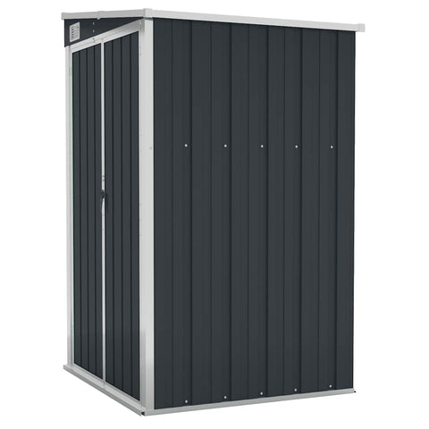 vidaXL Wall-Mounted Garden Shed â€“ Anthracite Galvanized Steel and Metal â€“ Secure Lock Function â€“ Easy Entry Double Doors â€“ Rainwater Draining Sloping Design â€“ Outdoor Storage Solution