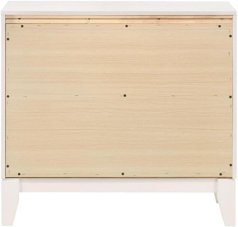 Acme Haiden Wooden Rectangular 2-Drawer Nightstand with Silver Trim in White