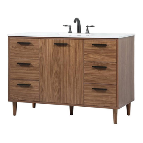 Elegant Decor Baldwin 48" Wood Single Bathroom Vanity in Walnut Brown