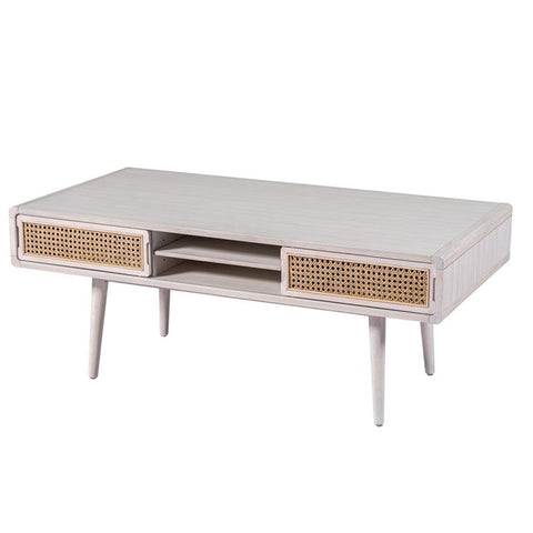 Boraam Cambria Coffee Table - Zebrano Whitewash/Natural Cane