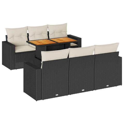 vidaXL 7 Piece Patio Sofa Set with Cushions Black Poly Rattan, Patio Sofa Set, Garden Lounge Set, Poly Rattan Sofa Set, Outdoor Sofa Set