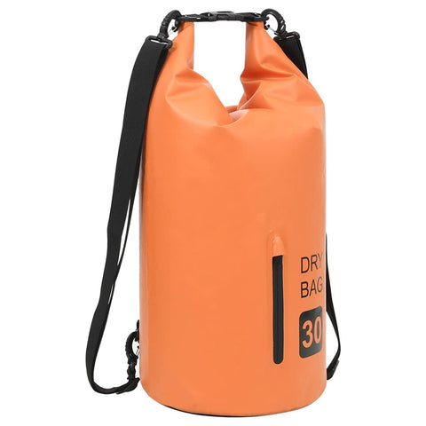 vidaXL Lightweight PVC Dry Bag with Zipper - Durable, Waterproof Outdoor Sack for Boating, Surfing - Adjustable Straps, Convenient Storage, Vibrant Orange, 7.9 Gallon Capacity