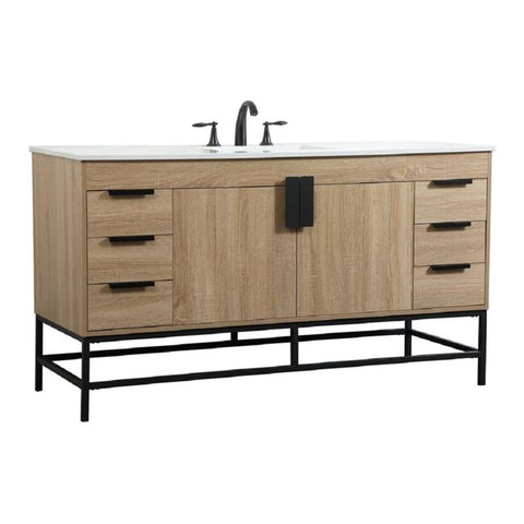 Elegant Decor Indoor Modern Under Sink Bathroom Fixtures Storage Organizer Cabinet 24 inch Single Bathroom Vanity - White