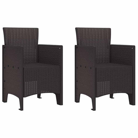 vidaXL Garden Chair 2 pcs Brown 20.87 x 19.29 x 33.46 in Polypropylene, Garden & Terrace, Stylish Armchair, Rectangle Outdoor Seat, Tough Patio Chair, Comfy Lounge for Chillin