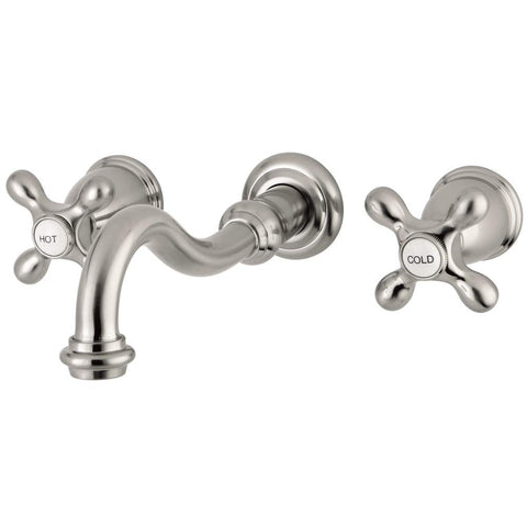 Kingston Brass KS3028AX Restoration Two-Handle Wall Mount Tub Faucet, 13 x 10.31 x 2.56, Brushed Nickel