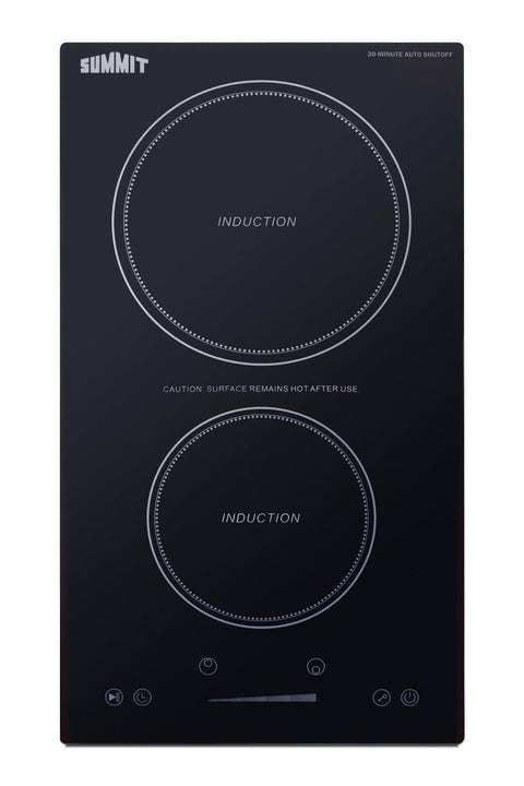 Summit 12" Induction Cooktop, 2 Cooking Zones, 208-240V Electric Cooktop With 30-Minute Safety Shutoff, ADA Compliant Design, Black - SINCH230V2B