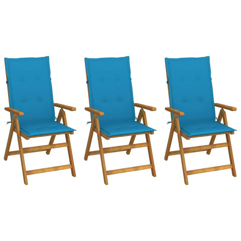 vidaXL Folding Garden Chairs with Pads 3pcs Solid Acacia Wood