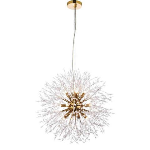 Elegant Lighting Luxurious Solace 12 Lights Pendant for Living Room, Bedroom & Hallway, Gold