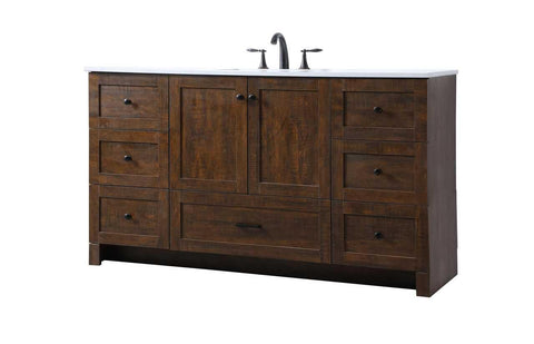Elegant Kitchen and Bath Soma 60" Solid Wood Single Bathroom Vanity in Espresso