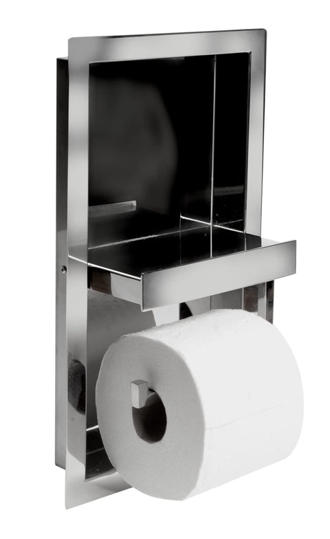 ALFI brand ABTPN88-PSS Bathroom Shelving/Toilet Paper Holder, 14.5"L x 10"W x 3.9"H, Polished Stainless Steel