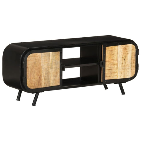 vidaXL Tv Cabinet Rough Mango Wood with Black Frame Rough Mango Wood, Iron