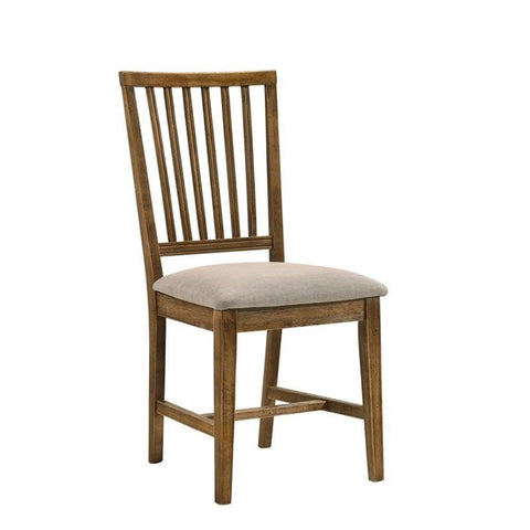 Acme Wallace II Dining Side Chair in Tan & Weathered Oak (Set of 2)