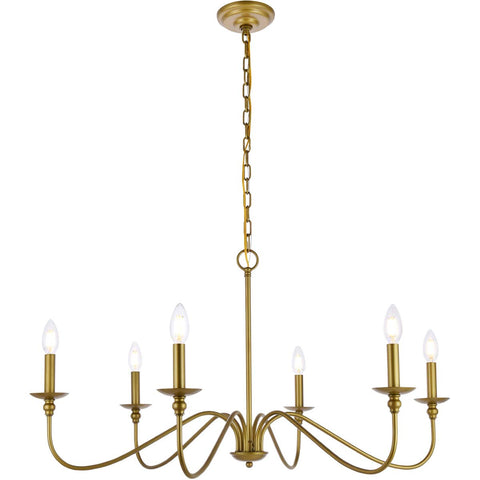 Living District Indoor Modern Home Decorative Bright Ceiling Rohan 6 Lights Brass Chandelier