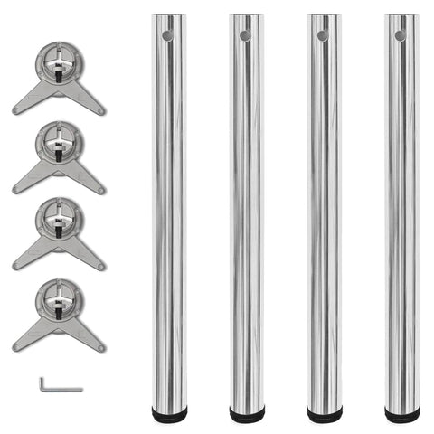 vidaXL 4 Height Adjustable Table Legs Furniture Table Accessory Trestle Replacement Part Breakfast Bar Worktop Desk Spare Leg Chrome 28"