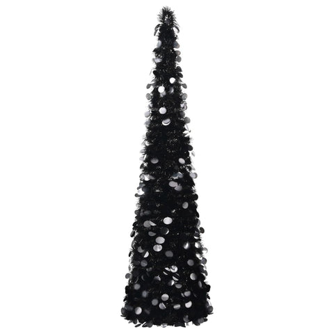 vidaXL 5 ft Pop-Up Artificial Christmas Tree, Lightweight PET Material, Easy Setup, Reusable & Economical, Indoor and Outdoor Use, Unique Black Color