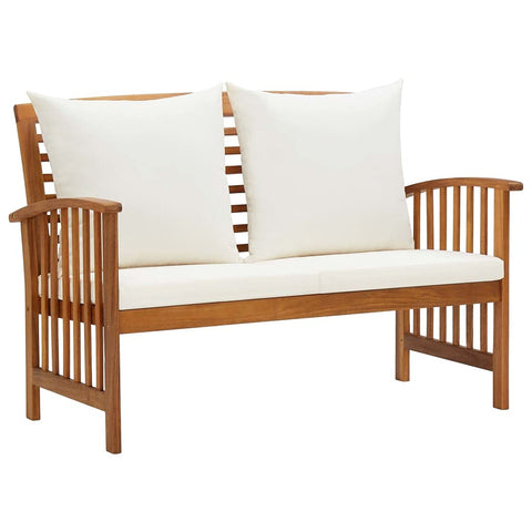 vidaXL Outdoor Patio Bench with Thick Cushions - Solid Acacia Wood Construction - Aesthetically Pleasing Design - 46.9" x 26.4" x 32.7" - Compliant with California Proposition 65 Warning