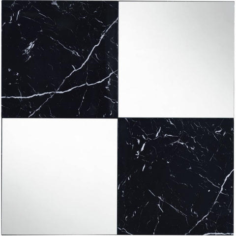 Acme Angwin Wooden Square Wall Accent Mirror in Mirrored and Faux Marble