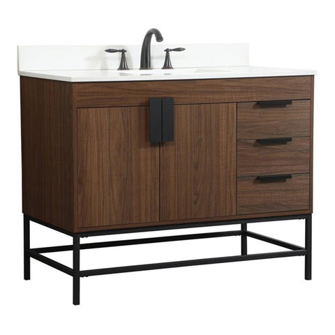 Elegant Decor Eugene 42" MDF Single Bathroom Vanity with Backsplash in Walnut