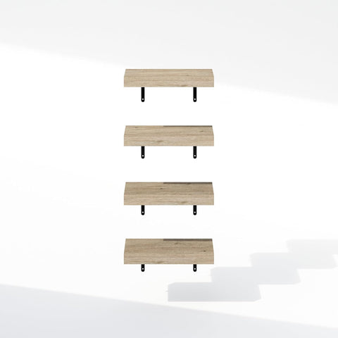 Furinno Tanna 15-Inch Wall Mounted Bathroom Floating Display Shelves, Natural, Set of 4