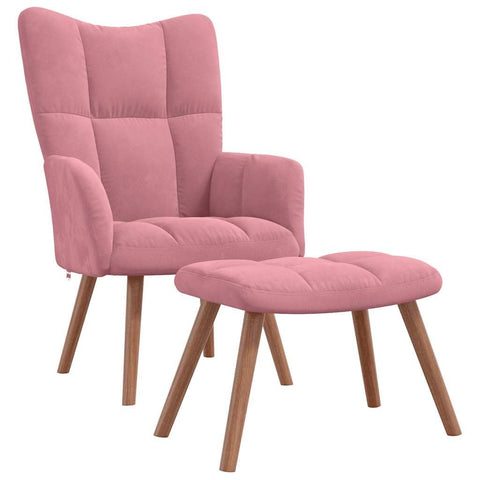 vidaXL Relaxing Chair with Stool Pink