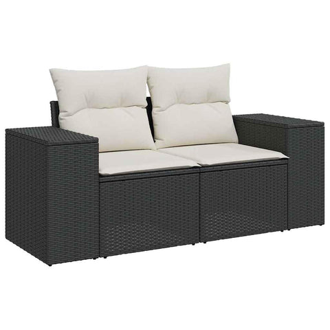 vidaXL 2-Seater Poly Rattan Modular Garden Sofa in Black and Cream