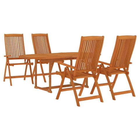 vidaXL Patio Dining Set 5 Piece, Extendable Table and Chairs with Umbrella Hole, Conversational Set, Outdoor Furniture, Farmhouse, Solid Eucalyptus Wood
