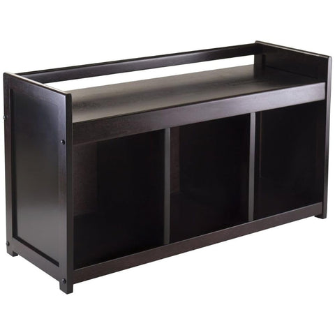 Oakestry Addison 4-pc Small Bench Espresso/Chocolate Functional Seating for Any Room Ideal for Entryway Living Room or Bedroom Durable Wood Construction Space-Saving Storage Bench Cushioned Seating