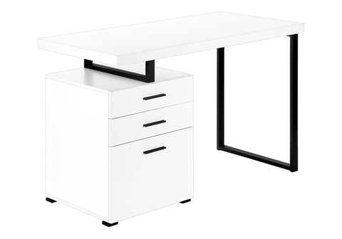 Monarch Specialties I 7646 Computer Desk, Home Office, Laptop, Left, Right Set-up, Storage Drawers, 48" L, Work, Metal, Laminate, White, Black, Contemporary