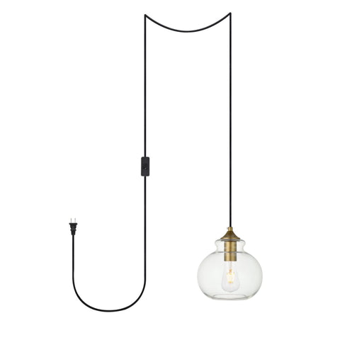 Living District Destry 1-Light Mid-Century Metal Pendant - Brass Finish