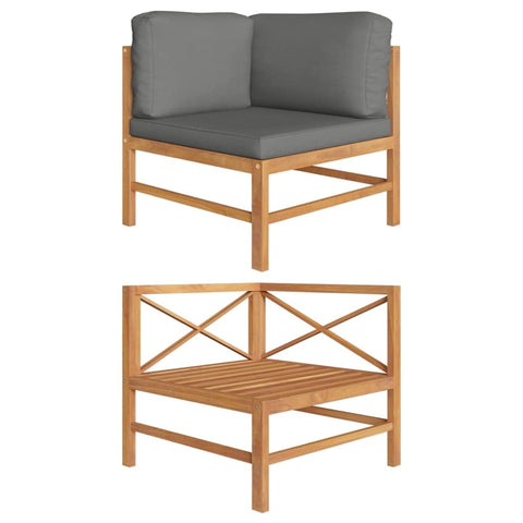 vidaXL Sturdily-Built Corner Sofa with Cushions - Solid Teak Wood for Gardens, Patios, or Terraces - Easy to Clean and Weather - Sleek Design for Modern Outdoor Spaces