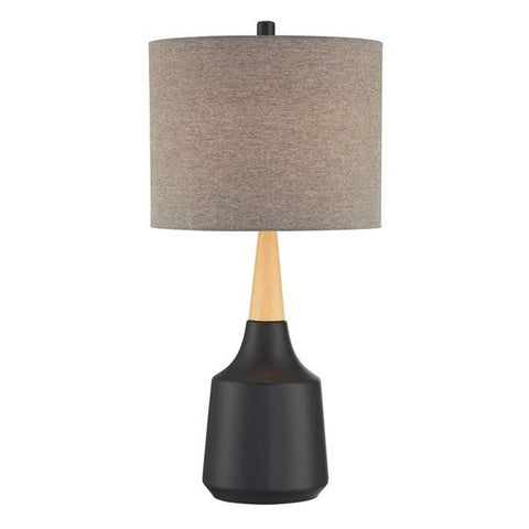 Lite Source Table LAMP, Two Tone Black Ceramic/Wood/Grey Fabric, A 100W LS-23430