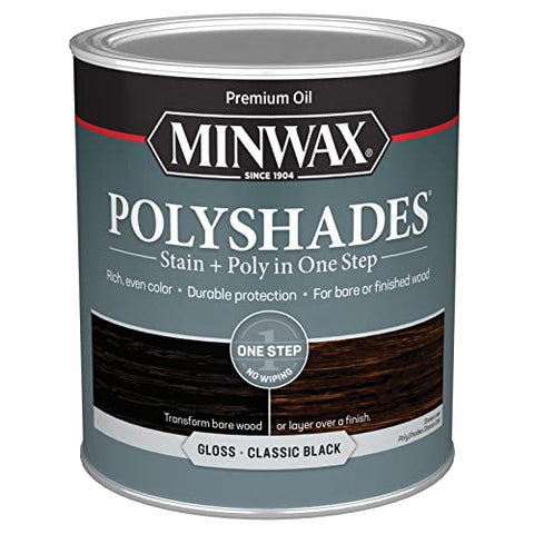 Minwax PolyShades Wood Stain + Polyurethane Finish – Quart, Classic Black, Gloss