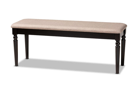 Baxton Studio Upholstered and Brown Finished Wood Dining Bench