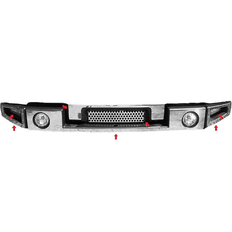 QAA is Compatible with 2003-2009 Hummer H2 7 Piece Stainless Front Bumper Trim, Includes Z Grill HV43009