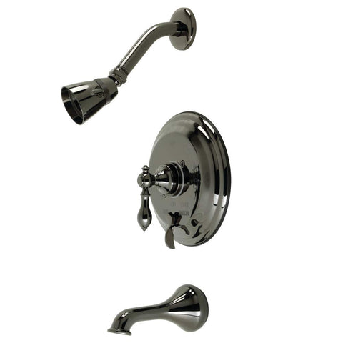 Kingston Brass NB36300ACL American Classic Single-Handle Pressure Balanced Tub and Shower Faucet with Diverter Handle in Black Stainless Steel