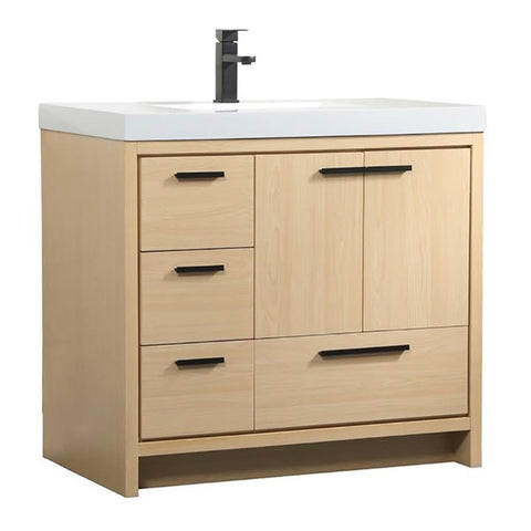 Elegant Decor Wyatt 36" Aluminum Alloy and MDF Single Bathroom Vanity in Maple
