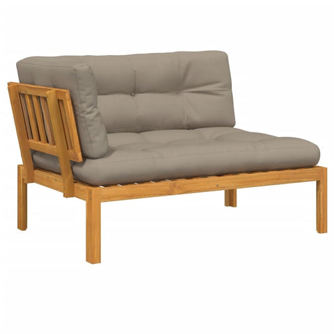 vidaXL Patio Pallet Corner Sofa with Cushions - Solid Acacia Wood, Modular Design, Outdoor Garden/Patio Seating with Back/Seat/Side Cushions, 52.4"x36.2"x27.2", Taupe