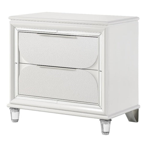 Acme Tarian 2-Drawer Contemporary Wood Nightstand in Pearl White