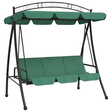 vidaXL Garden Swing Bench Green Powder-Coated Steel Large