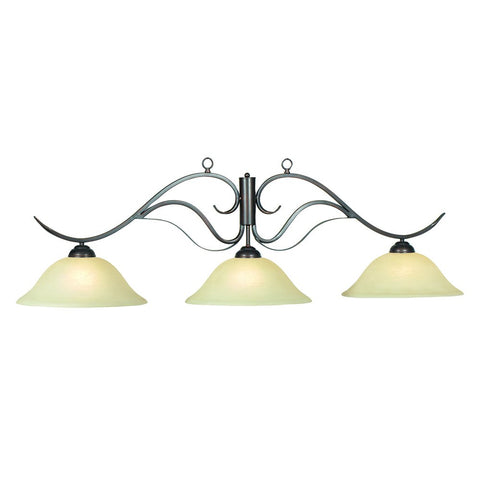 RAM Game Room Traditional Style 3 Shade Monaco Light Fixture, Oil Rubbed Bronze