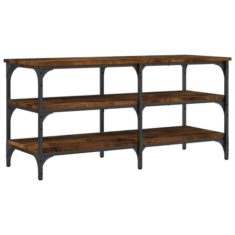 vidaXL Smoked Oak Shoe Bench-Storage Organizer for Entryway/Living Room-Engineered Wood Metal Frame-39.4"x15.2"x19.3"