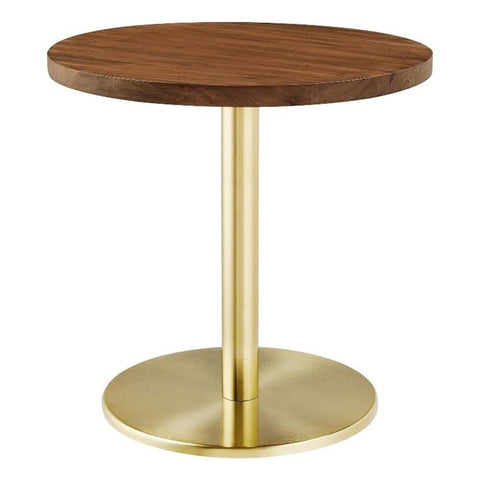 Modway EEI-6610-BRA-LOC Viva Round Acacia Wood Side Table, Brass Light Oak