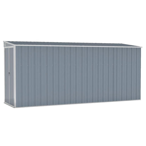 vidaXL Wall-Mounted Garden Shed, Galvanized Steel, Gray, Outdoor Storage House for Tools, Weather, Sloping Roof Design, Assembly Required, 46.5"x150.4"x70.1".